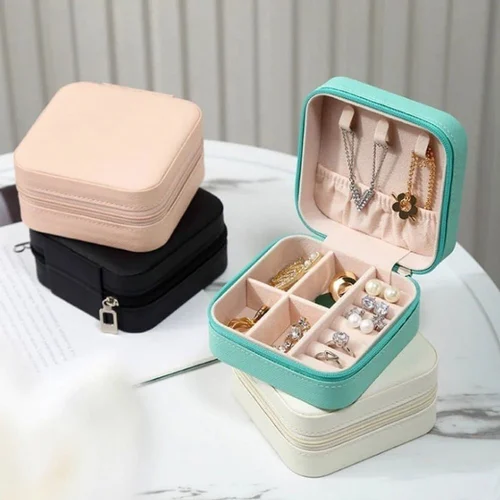 Travel Jewellery Box Multicolor Storage Organizer Square Pu Leather Small Jewellery Case For Ring Earrings