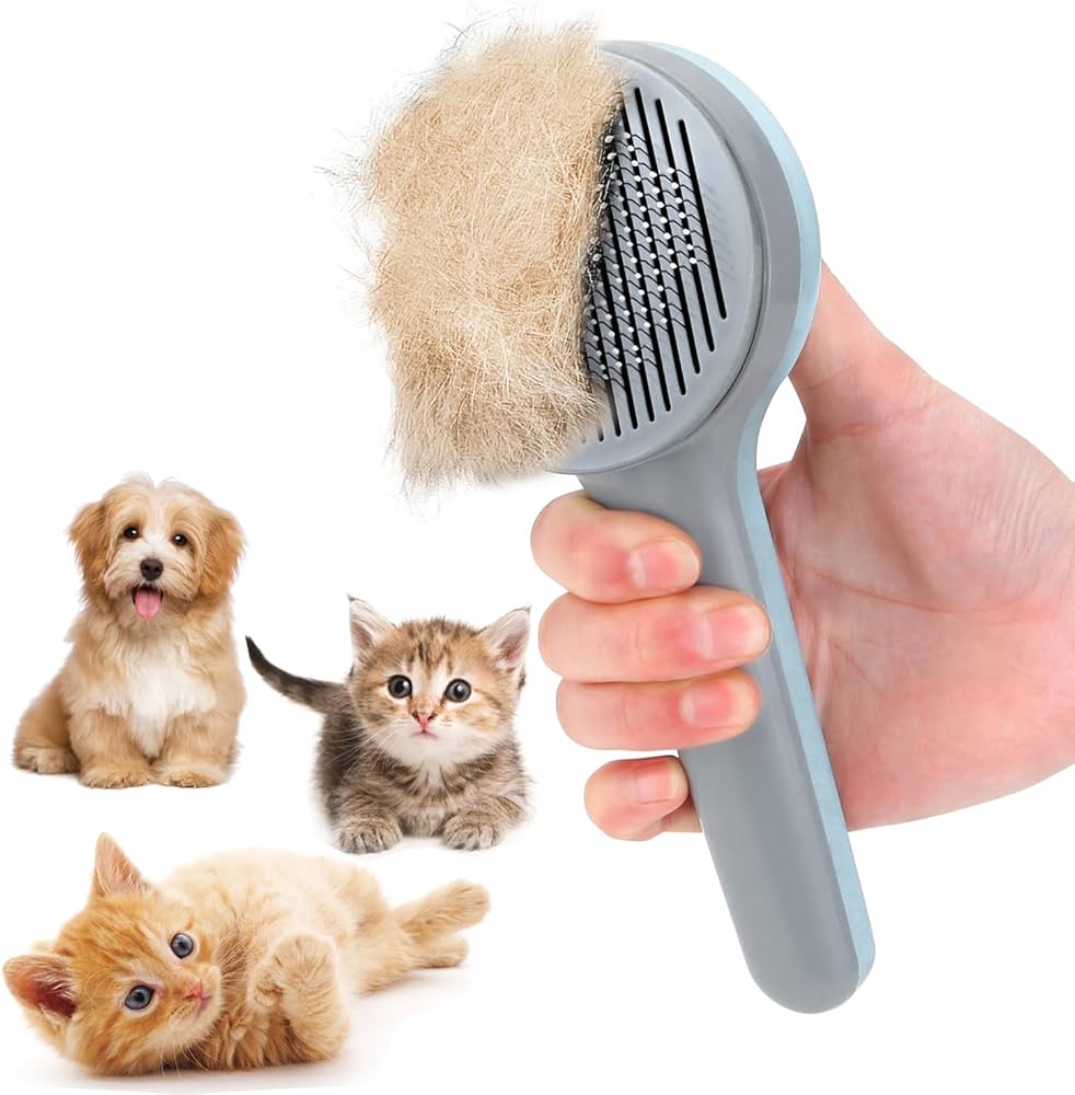 Pet Cat Brush Dog Comb Hair Removes Pet Hair Comb Self Cleaning Slicker Brush