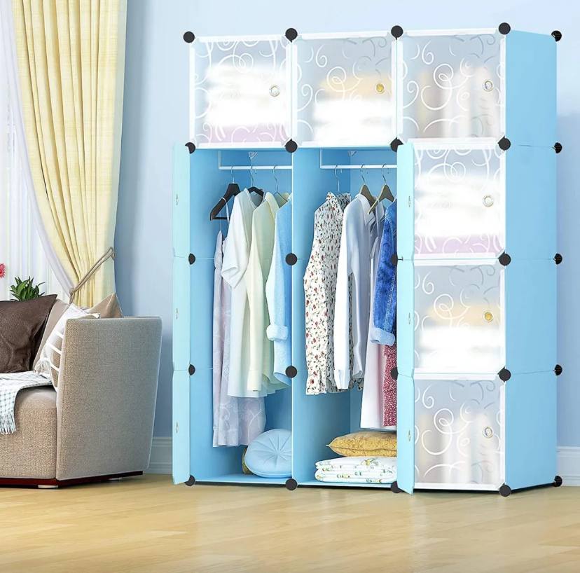 Lukzer 12 Cube Portable Waterproof Wardrobe Storage Rack Closet (140 X 105 X 35Cm)