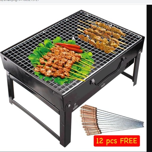 BBQ Portable Charcoal Grill Fold Barbecue Stove Table for Outdoor Camping With 12 Pcs stick - Portable BBQ Grill Stove