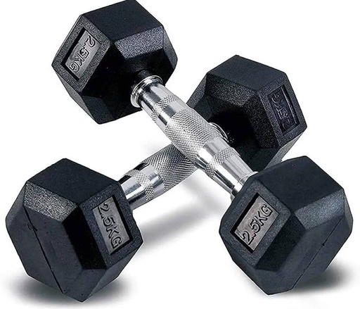 Rubber Hex 2.5Kg Dumbbells- 1 Pair(Total 5Kg)