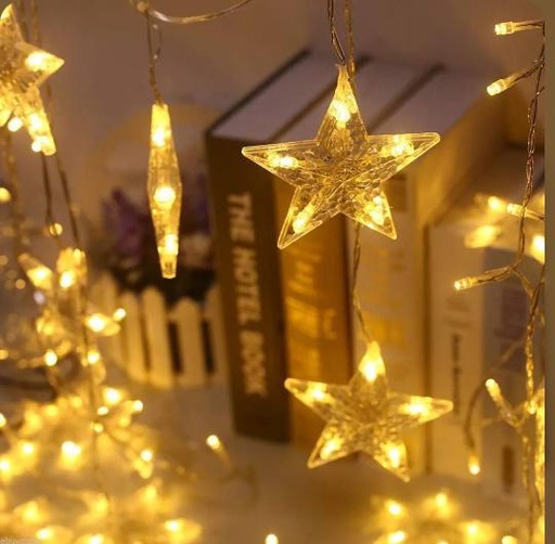 Curtain Led String Lights 8 Function Modes (Warm White, Star Gateway Curtain 10Ft (16 Stars)